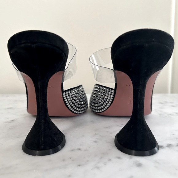 AMINA MUADDI Paloma Crystal Slipper Black Satin - Picture 10 of 16